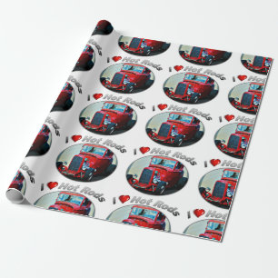 I Heart Hot Rods - Matte Wrapping Paper, 30" x 6' Paper