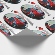 I Heart Hot Rods - Matte Wrapping Paper, 30" x 6'
