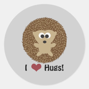 I Heart Hugs hedgehog Classic Round Sticker