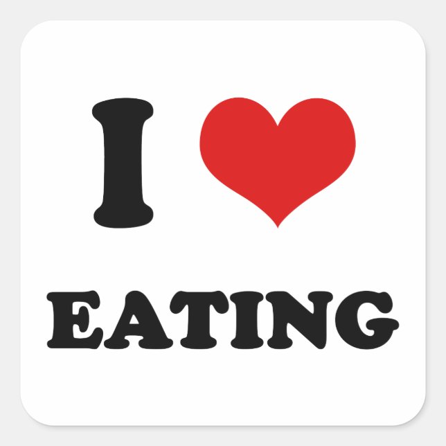 I Heart I Love Eating Square Sticker (Front)