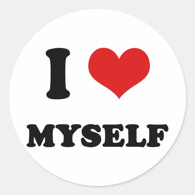 I Heart I Love Myself Classic Round Sticker (Front)