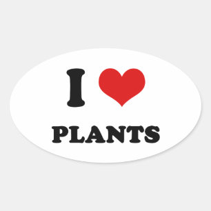I Heart I Love Plants Oval Sticker