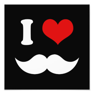 I Heart I Love White Moustaches Photo Print
