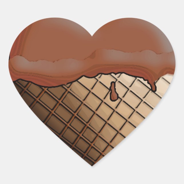 I (Heart) Ice Cream! Chocolate Heart Sticker (Front)
