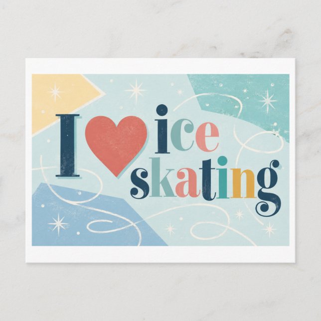"I [Heart] Ice Skating" Postcard (Front)