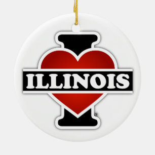 I Heart Illinois Ceramic Tree Decoration