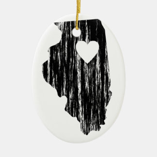 I Heart Illinois Grunge Worn Outline State Love Ceramic Tree Decoration