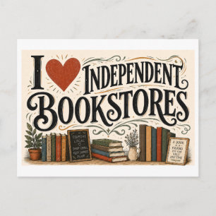"I [Heart] Independant Bookstores" Postcard