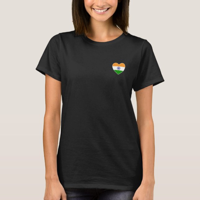 I Heart India  Fun Indian Flag Heart T-Shirt (Front)