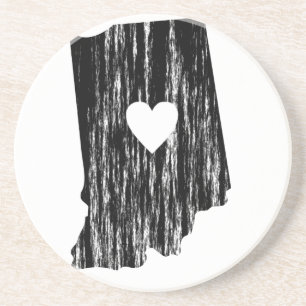 I Heart Indiana Grunge Worn Outline State Love Coaster