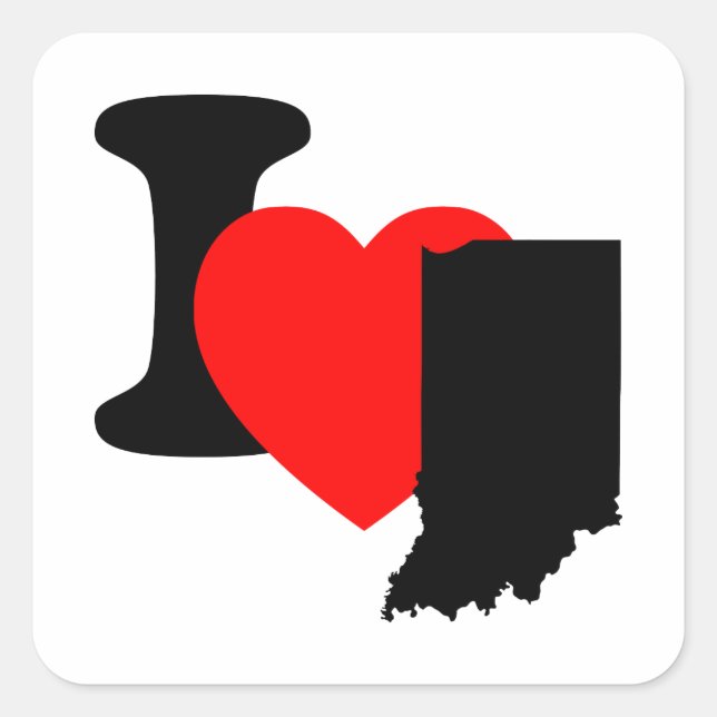 I Heart Indiana Square Sticker (Front)