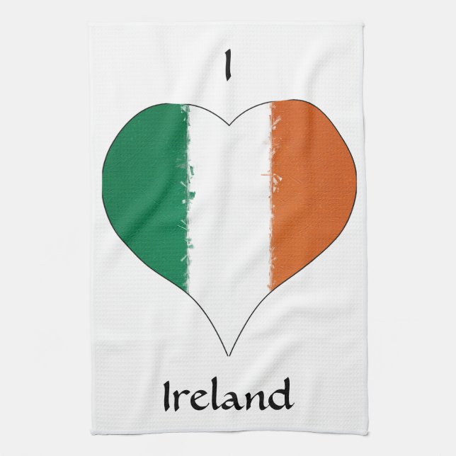 I Heart Ireland Irish Tricolour Flag Tea Towel (Vertical)