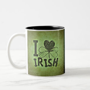 I Heart Irish Shamrock St. Patrick's Day Two-Tone Coffee Mug