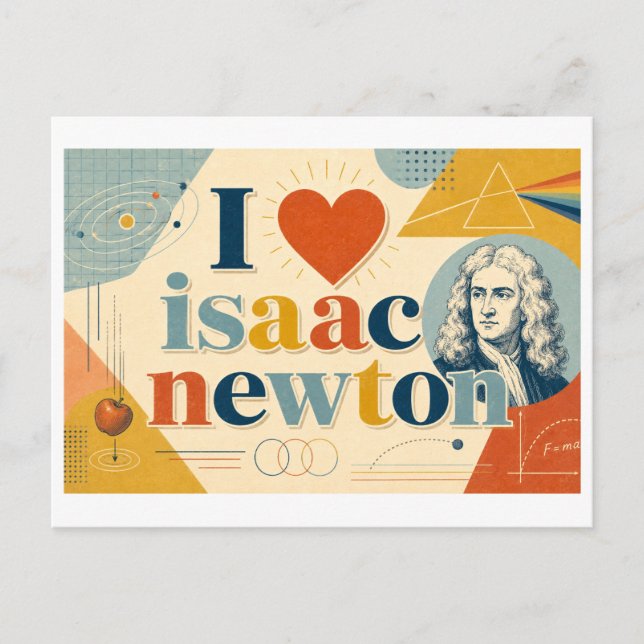 "I [Heart] Isaac Newton" Postcard (Front)