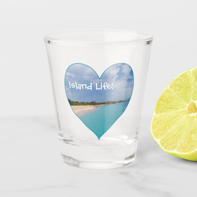I Heart Island Life shot glass (Front)