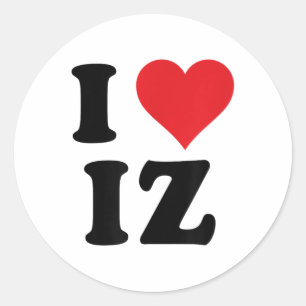 I Heart Iz Initials I Love I.z. First And Last Nam Classic Round Sticker