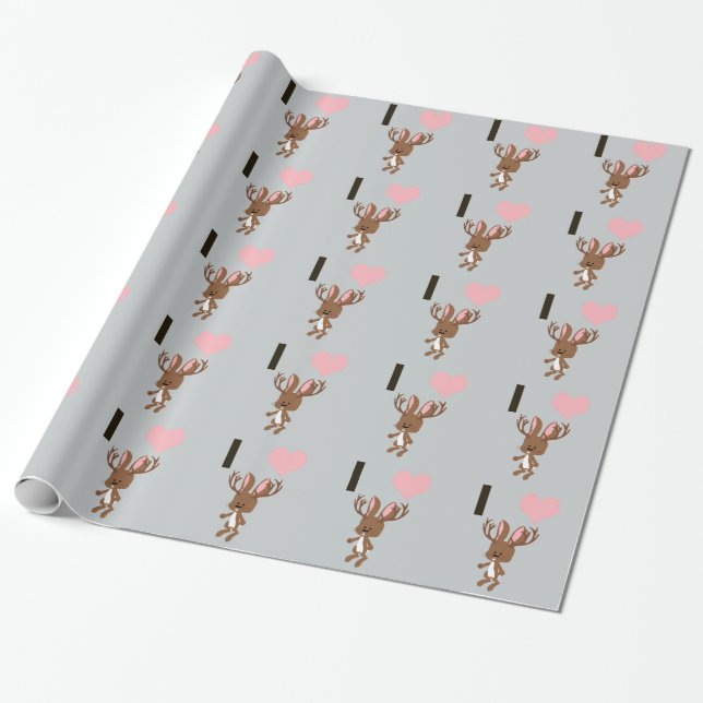 I heart Jackalope Wrapping Paper (Unrolled)