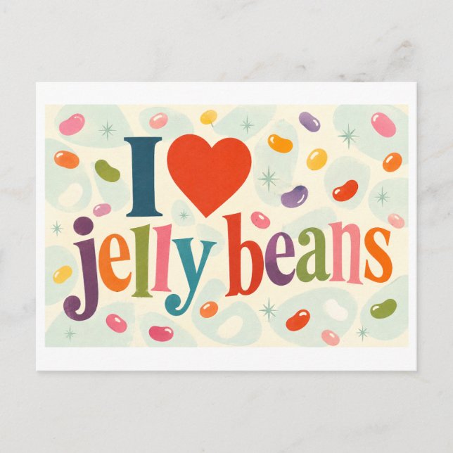 "I [Heart] Jelly Beans" Postcard (Front)