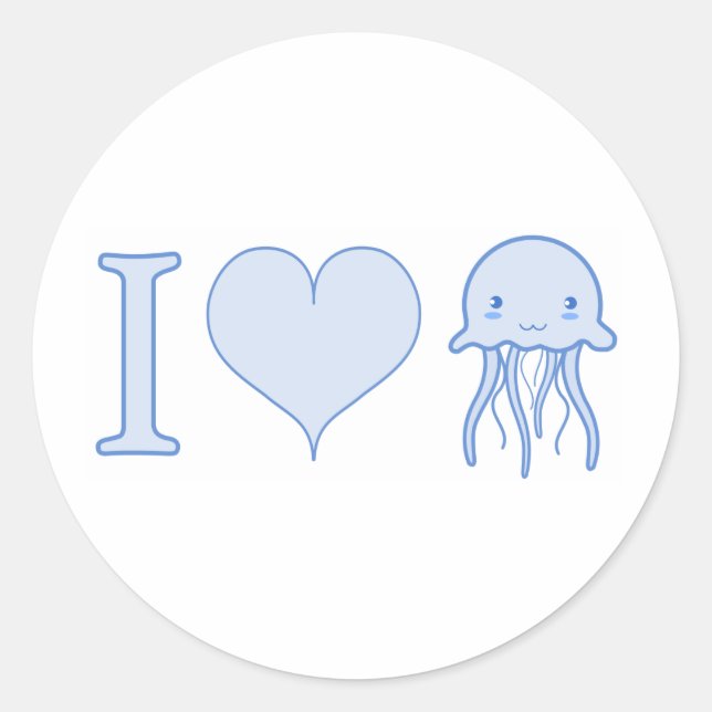 I Heart Jellyfish Classic Round Sticker (Front)