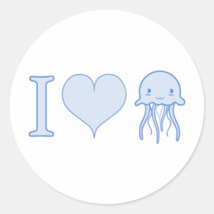 I Heart Jellyfish Classic Round Sticker