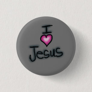 I Heart Jesus I Love Jesus  3 Cm Round Badge