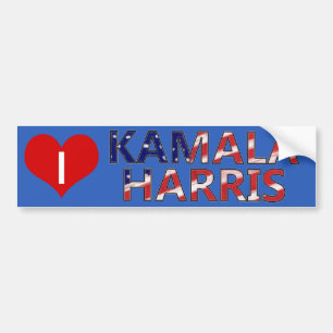 I Heart Kamala Harris With Flag Bumper Sticker
