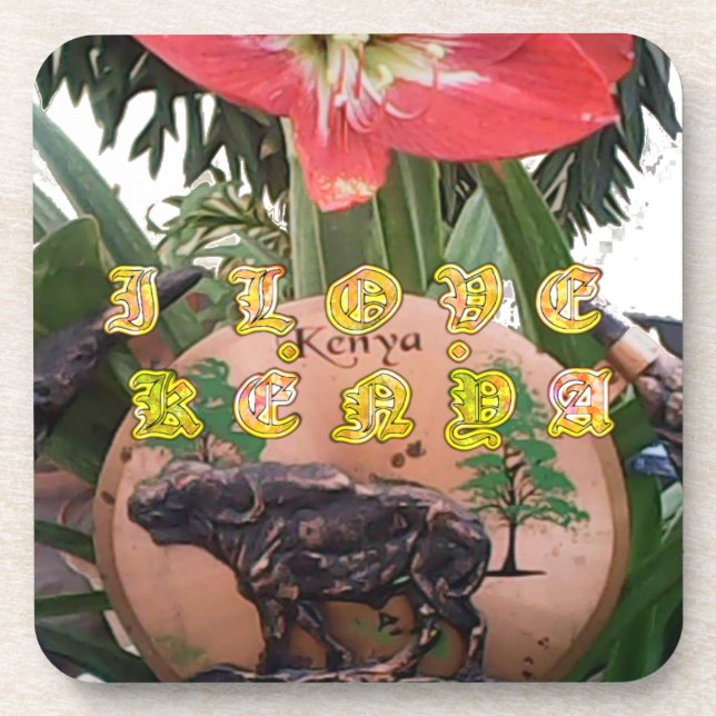 I (Heart) Kenya Buffalo Patch/Print Coaster (Front)