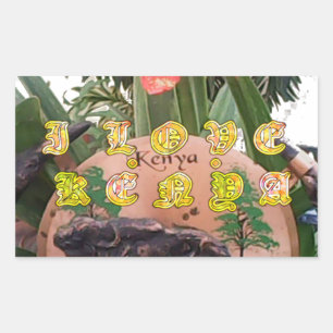 I (Heart) Kenya Buffalo Patch/Print Rectangular Sticker