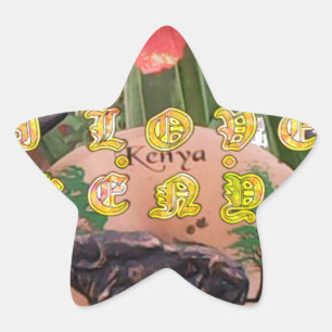I (Heart) Kenya Buffalo Patch/Print Star Sticker