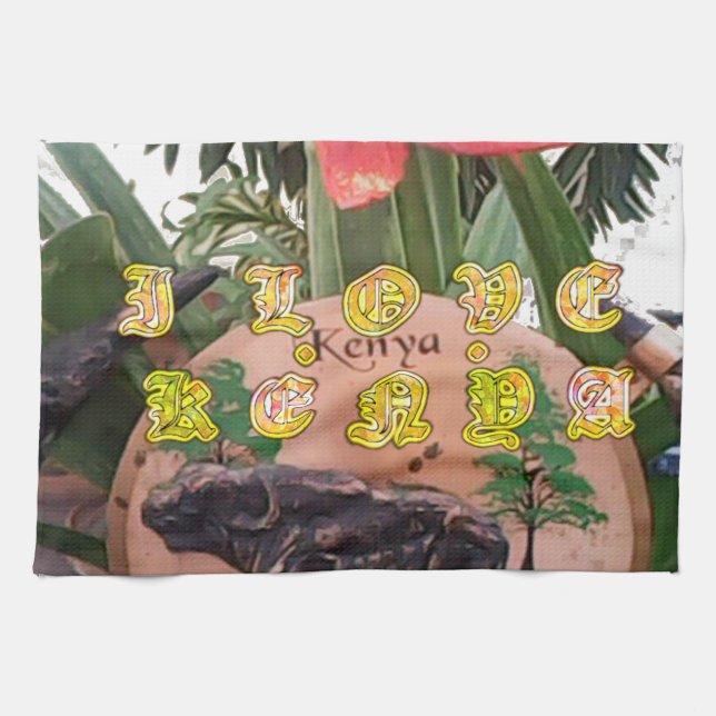 I (Heart) Kenya Buffalo Patch/Print Tea Towel (Horizontal)