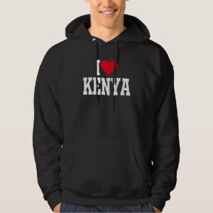 I Heart Kenya with Red heart I love Kenya Hoodie