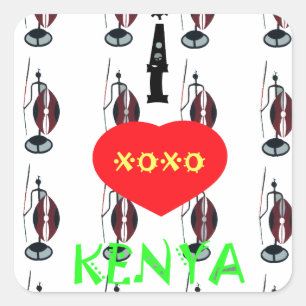 I Heart Kenya XOXO Square Sticker