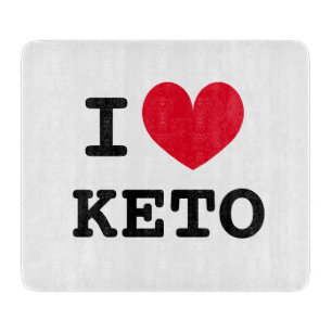 I heart keto diet glass cutting board for kitchen