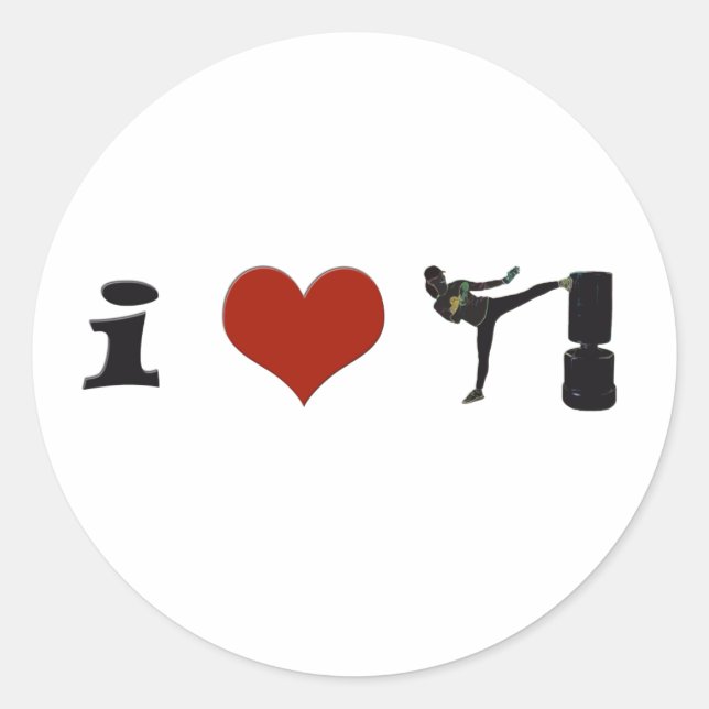 I Heart Kickboxing! Personalise it! Classic Round Sticker (Front)