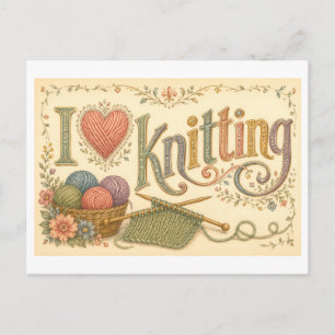 I [Heart] Knitting Postcard
