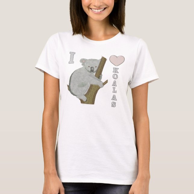 I Heart Koalas Fuzzy Animals T-Shirt (Front)