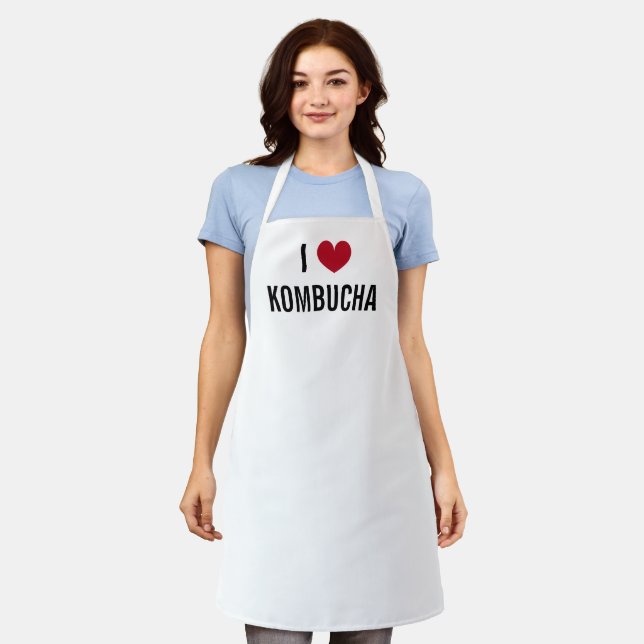 I heart kombucha custom white kitchen apron (Worn)
