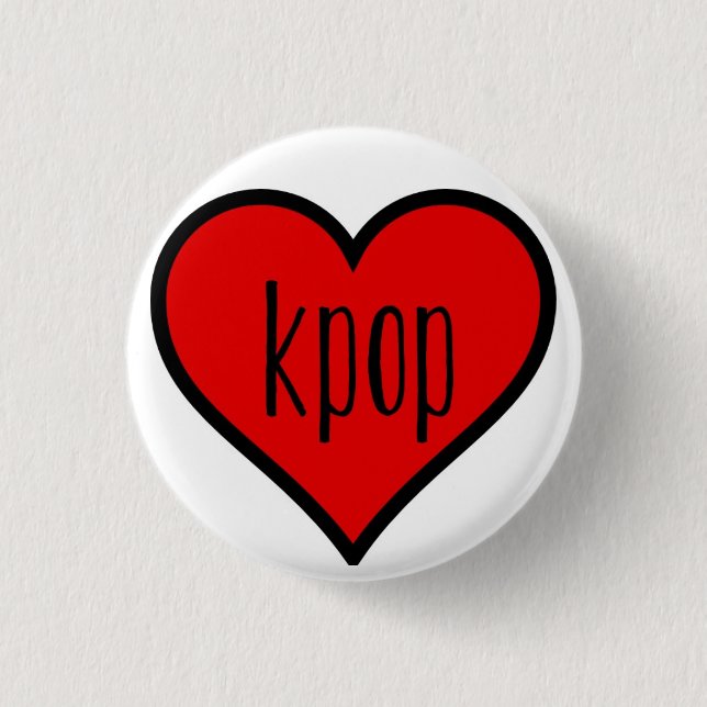 I heart kpop! 3 cm round badge (Front)