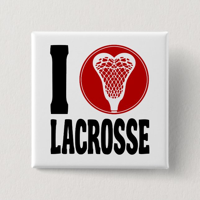 I Heart Lacrosse 15 Cm Square Badge (Front)