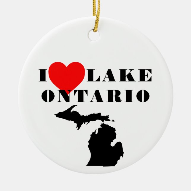 I heart Lake Ontario pride Great Lake State  Ceramic Tree Decoration (Front)