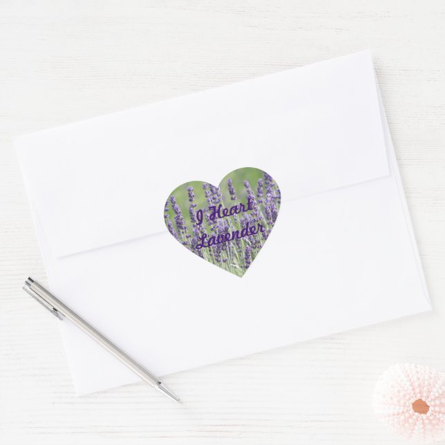 I Heart Lavender Flowers Floral Heart Sticker (Envelope)