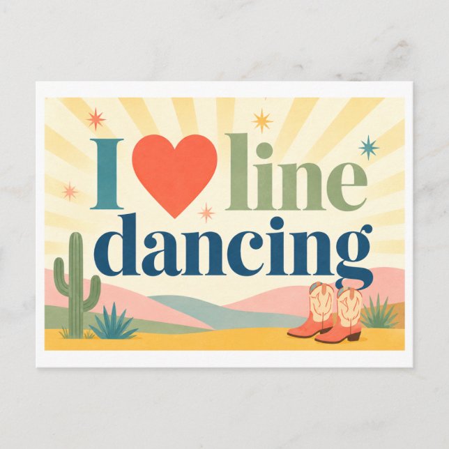 "I [Heart] Line Dancing" Postcard (Front)