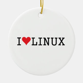 I Heart Linux 2 Ceramic Tree Decoration