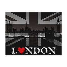 I Heart London Black & White Union Jack Postcard
