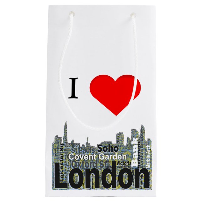 I Heart London Word Art Small Gift Bag (Front)