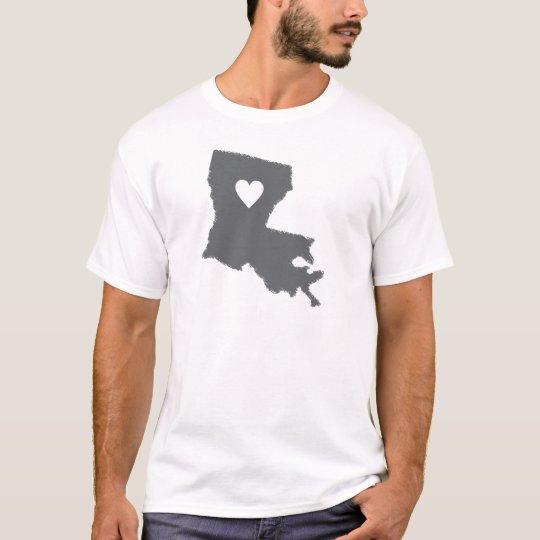 I Heart Louisiana Grunge Look Outline State Love T-Shirt