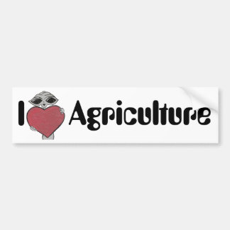 I Heart Love Agriculture Alien Bumper Sticker