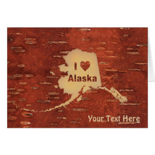 I Heart (Love) Alaska On Inner Birch Bark