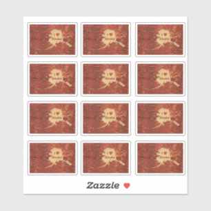 I Heart (Love) Alaska On Inner Birch Bark Sticker