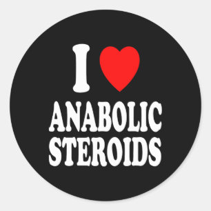 I Heart (love) Anabolic Steroids Bodybuilding Weig Classic Round Sticker